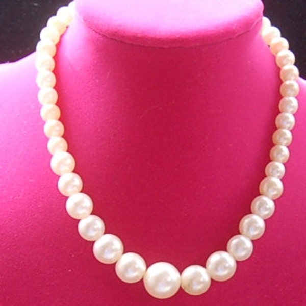 Vintage Choker Style Faux Pearl Necklace Marked "Hong Kong"