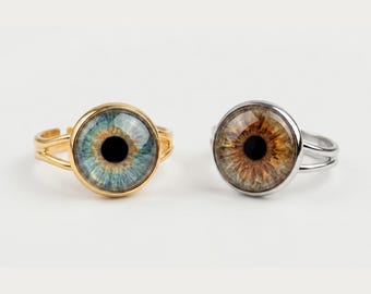 Aangepaste irisring van foto, gepersonaliseerde oogsieraden, roestvrijstalen verstelbare ring, uniek herdenkingscadeau voor haar, menselijke irisfotoring