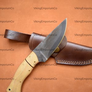 Handmade 1095 Carbon Steel Skinner Knife: Camping, Hunting, Survival - Leather Sheath