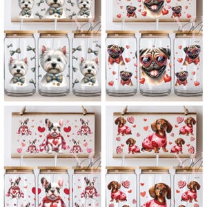 PHYSICAL UV DTF 16 oz Cup Wrap • Cute Dog Breeds • Ready to apply transfer print for any hard surface