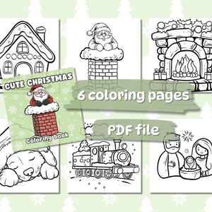 Cute Christmas: Holiday Coloring Book by InkCredible Coloring | 6 digital coloring pages (for printing or digital coloring, PDF download)
