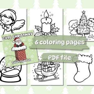 Cute Christmas: Holiday Coloring Book by InkCredible Coloring | 6 digital coloring pages (for printing or digital coloring, PDF download)