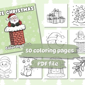 Cute Christmas: Holiday Coloring Book by InkCredible Coloring | 50 digital coloring pages (for printing or digital coloring, PDF download)