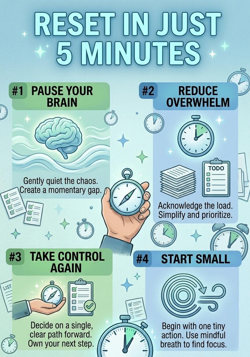 ADHD Overwhelm Reset Printable, 5 Minute Reset Worksheet, Executive ...
