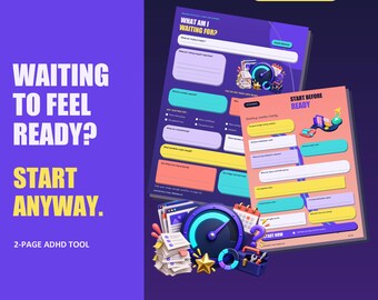 Waiting to Feel Ready? ADHD Start Before Ready Worksheet, ADHD Planner Printable, Task Initiation & Overthinking PDF