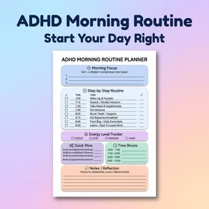 ADHD Morning Routine Printable, ADHD Daily Planner, Start Your Day Right, Executive Function Tool, Neurodivergent Productivity PDF, Routine