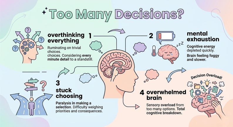Adhd Overthinking ADHD Decision Fatigue Reset Printable, Overthinking Help Sheet, ADHD ...