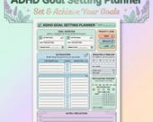 ADHD Goal Setting Planner Printable, Goal Setting Worksheet, Break Big Goals into Steps, ADHD Planner PDF, Neurodivergent Productivity Tool