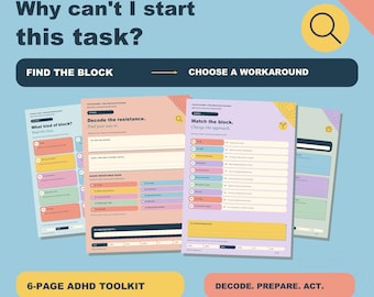 Why Can't I Start This Task? ADHD Task Resistance Decoder Mini Toolkit, ADHD Planner Printable & Task Initiation Worksheets