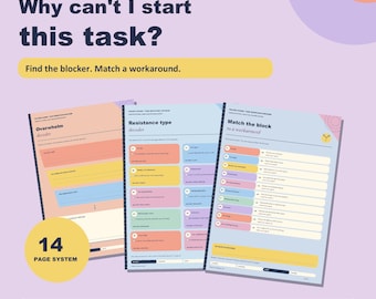 Can't Start This Task? ADHD Task Resistance Decoder, 14-Page ADHD Planner Printable, Task Planner & Starting System