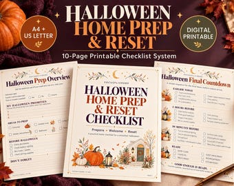 Cleaning Checklist | Halloween Home Prep and Reset Planner, Event Planner & Hosting Checklist, Printable A4 + US Letter PDF