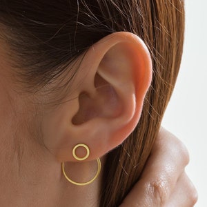 Double Hoop Earrings - 925 Sterling Silver with 14K Gold Plating - Elegant Minimalist Design - Hypoallergenic Jewelry