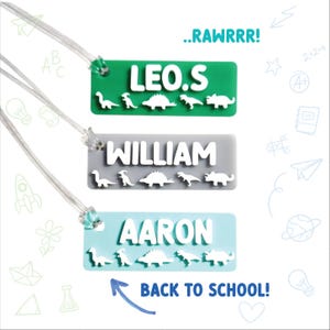 Dinosaur Name Bag Tag for Children
