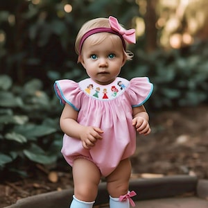 Smocked Romper, Princess Sleeveless Bubble Romper, Vacation Princess Dress, Plaid Princess, Toddler Girls Clothing, Embroidered Romper