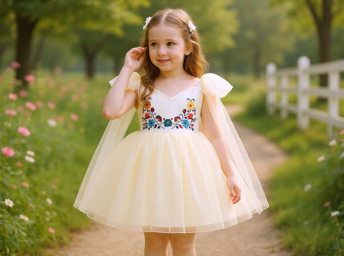 Mexican Traditional Baby Girl Tutu Dress – Bohemian Embroidered Chanelito Dress for Photo Shoots & Cultural Celebrations