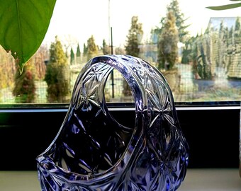 Large Purple Retro Vintage Glass Basket