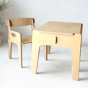 Wooden Montessori Activity Table and Chair Set | Ergonomic Play and Study Table For Children | Handmade Modern Children&#39;s Furniture