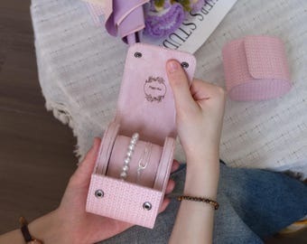 Estuche enrollable de viaje para relojes, estuche de cuero tejido personalizado para relojes, caja para relojes de mujer con 3 compartimentos, regalo de lujo para ella, almacenamiento de pulseras, idea de regalo para mamá.