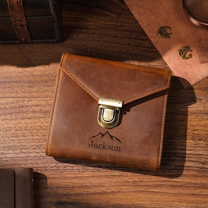 Playing Card Case for 2 Decks  Personalized Leather Card Holder with Notepad & Pen Slot  Handmade Poker Card Case Gift for Dad or Husband