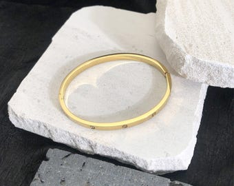 Oval Bangle Bracelet,Rhinestone Bangles,Bracelets for Women,Minimalist Bangles,Gift for Her