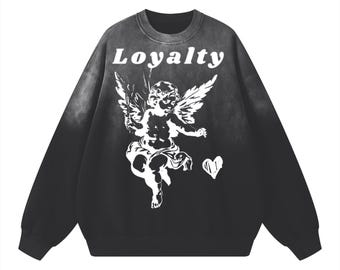 Sudadera con estampado de Cupido de San Valentín / Algodón lavado unisex