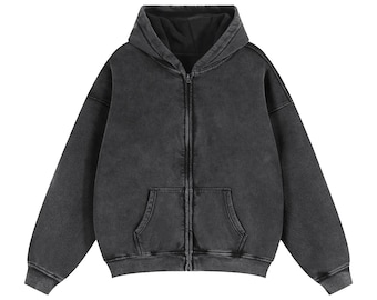 〜80s Blank Full Zip Sweat Parka VTG 80s 90s Faded Navy Blue Essential Blank Full Zip Hoodie