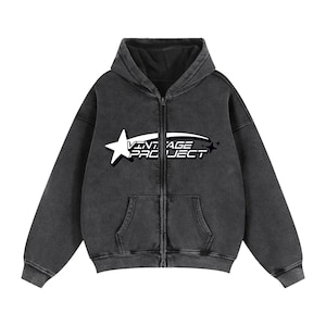 Y2K Hoodie Gothic Streetwear Übergroße Grafik-Reißverschluss-Hoodies für Vintage Streetwear inspiriert Grafik-Gothic-Reißverschluss-Hoodie für Männer und Frauen