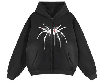 Y2K hoodie Gothic Streetwear Oversized grafische hoodies met rits voor vintage streetwear geïnspireerde graphic gothic hoodie met rits voor mannen en vrouwen
