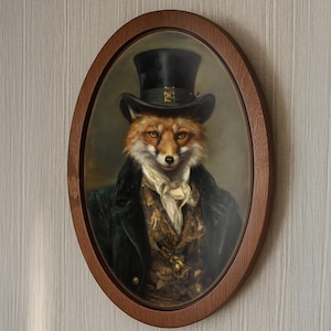 Fox Wood Wall Art – Handmade Rustic Spiritual Decor, Fox Victorian Portrait
