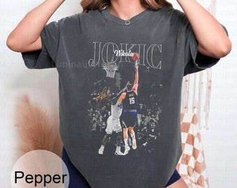 Vintage 90s Nikola Jokić T-Shirt Faded Black Unisex Cotton Tee, Basketball Graphic Design