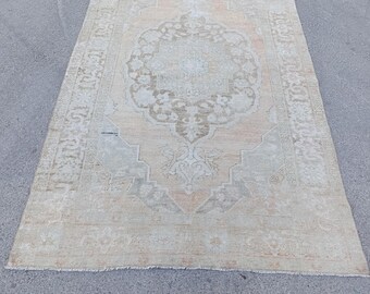 7x10 Vintage Turkish Oushak Rug 1970s Wool Living Room Decor Tax Free USA