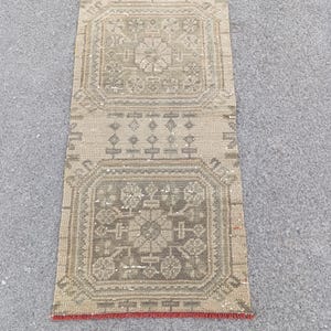 Small Turkish Oushak Rug: 1.7 x 3.2 ft Vintage Wool Doormat