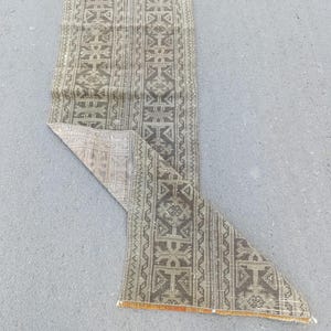 2x6 Löpare, 2x6 lapptäckslöpare, turkisk vintage Oushak lapptäckslöpare, Nötr löpare, smal löpare, 2x6 liten löpare