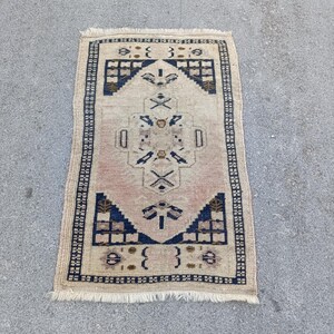 Kleiner Türkischer Oushak Teppich 30x60 cm - Vintage Wolle Fußmatte