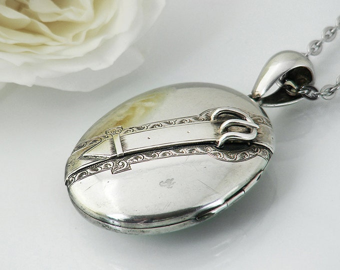 Antique Locket Sterling Silver / Large Oval Belt Buckle Etsy