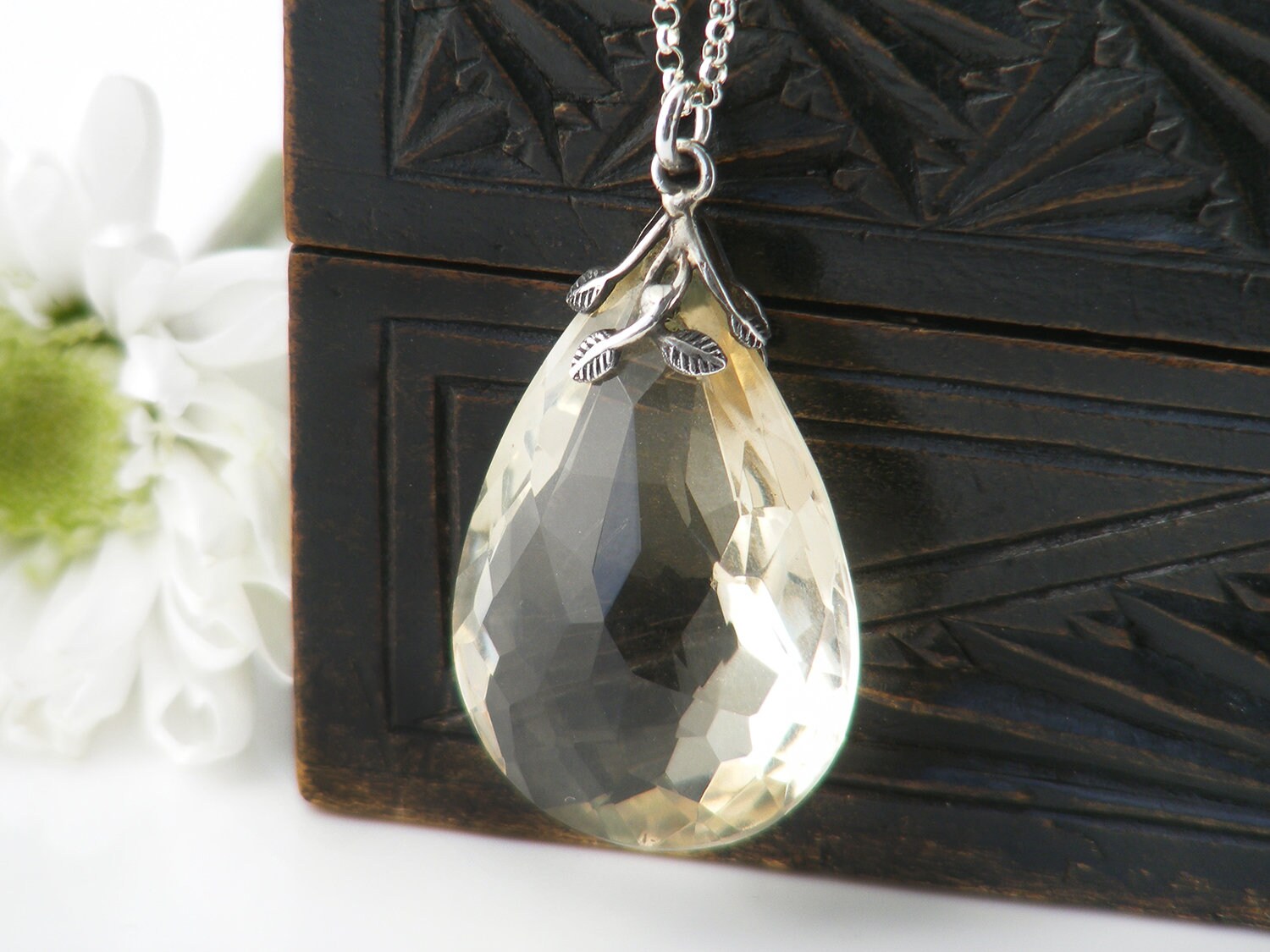 Antique Citrine Pendant | Large Lemon 