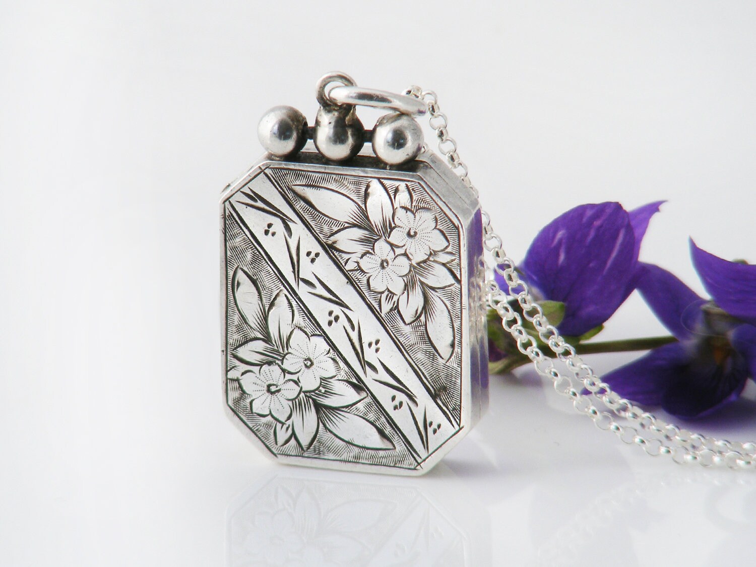 1891 Victorian Locket, Antique Sterling 