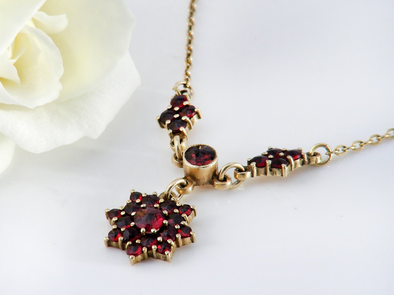Rubies and More One-of-a-Kind BoHo Necklace. Vintage Garnets REGAL REDS