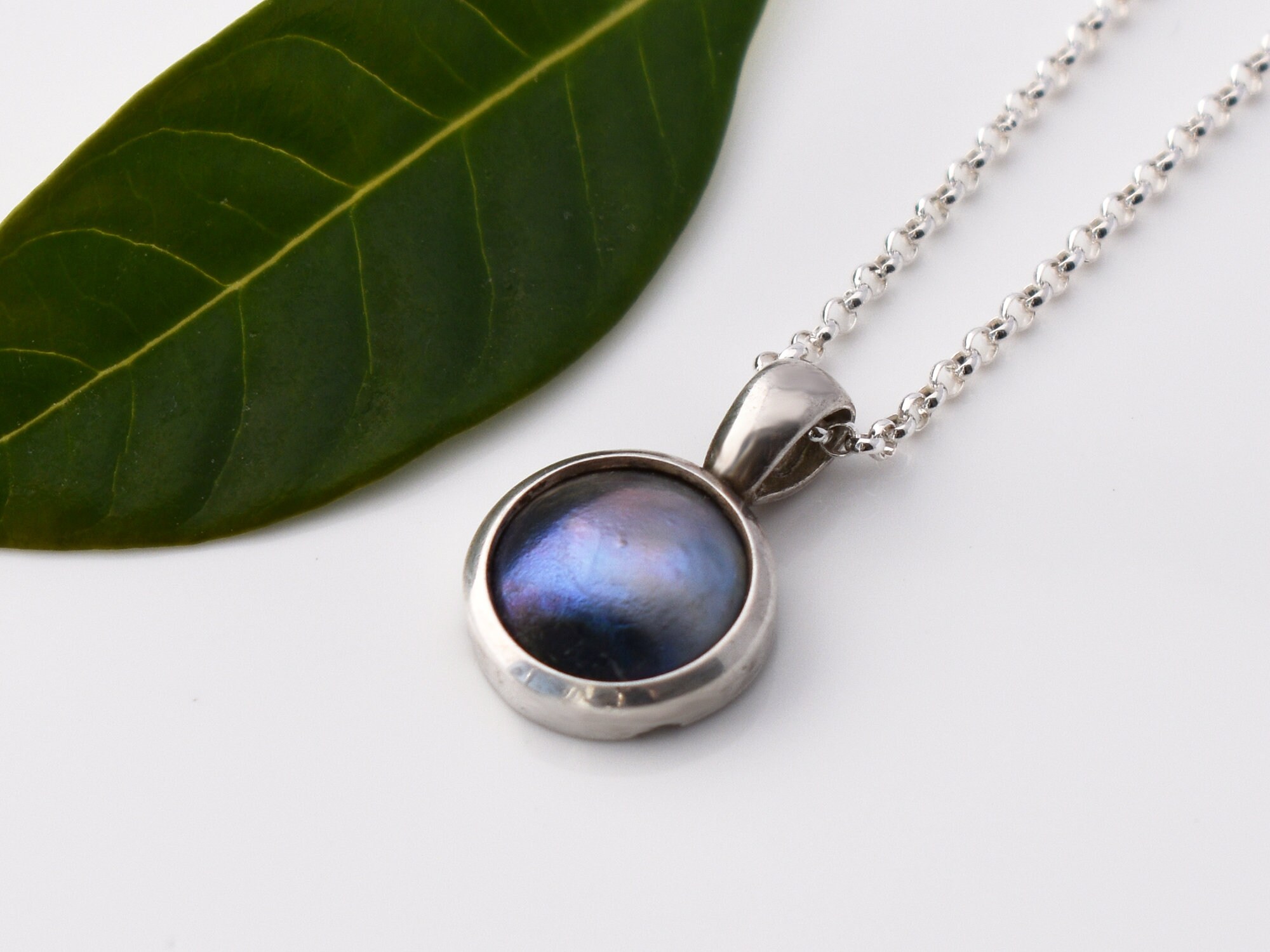 Vintage Sterling Silver Paua Mabe Pearl 