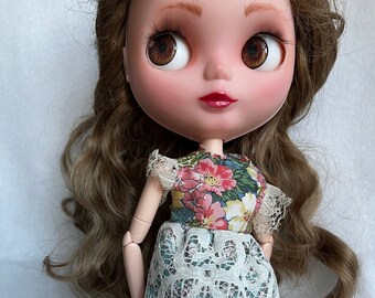 Spring Floral and Lace Cottage Core Maxi Dress for Blythe Pullip BJD