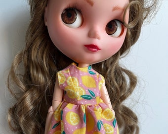 Pink lemonade lemons dress for Blythe doll or BJD