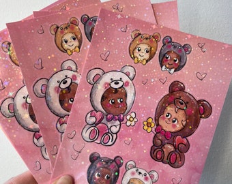 Teddy Bear Kewpie Baby Cutie Pals Valentines Buddies Sticker Sheet