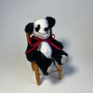 Handmade one-of-a-kind miniature panda teddy bear dollhouse doll
