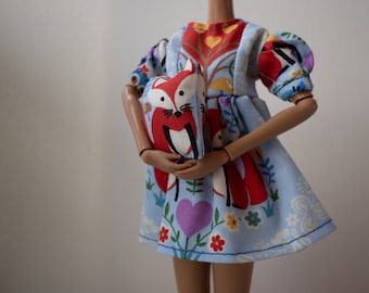 Fabulous Fox Dress for Blythe BJD or Pullip Dolls, Includes Mini Fox Plush Friend