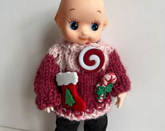 OB11 Obitsu 11 BJD Nendoroid Knit Sweater Holiday Sweater with buttons