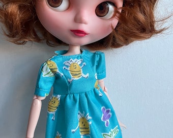 Cartoon Bee print dress for Blythe Pullip or Ball-jointed doll