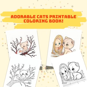 Kitten Coloring Pages, 23 Cute Kitten Coloring Pages, Adorable Cat Coloring Book - Cute Cats, Kitten Prints, Cute Kittens Drawings
