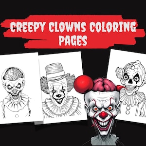 Gruselige Clown Malseiten, Horror Malseiten, Clown Horror, Clown Drucke, Clown Geschenke, Horror Bücher, Gruselige Färbung, Gruselige Clowns