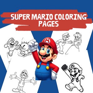 スーパーマリオのぬり絵、スーパーマリオのPNG、スーパーマリオ、漫画のぬり絵、誕生日のぬり絵、子供向けアクティビティ、スーパーマリオの印刷可能