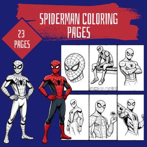 Spiderman Coloring Pages, For All Ages,Printable Superhero Coloring Book,Spiderman Prints, Fun Relaxing Activity for Kids & Adults,Spiderman